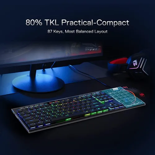 Redragon K621 Horus Tkl Teclado Mecánico Inalámbrico Rgb,...