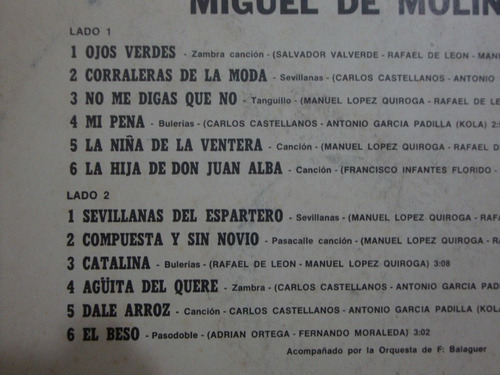 Vinilo Miguel De Molina Niña De La Ventera Es1