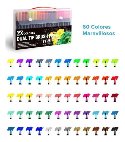 Marcadores De Ponta De Pincel De Ponta Dupla Iforu 60 Cores.