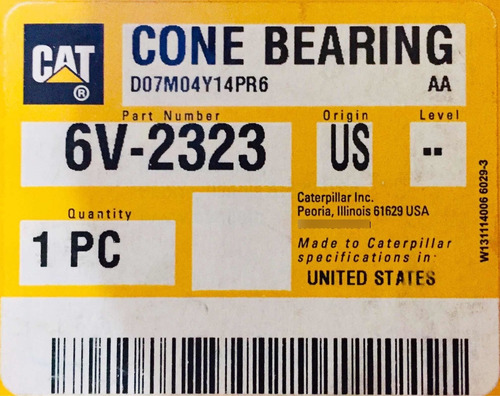 Cone Bearing Cat 6v-2323 Cojinete Cónico Made In Usa