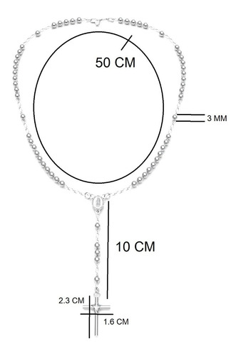 Imagen 3 de 10 de Collar Rosario Liso Cruz Atada En Plata .925 Agálea Joyería