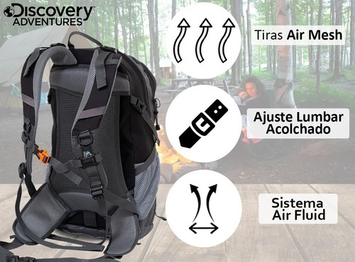 Mochila Discovery Camping Trekking 40lts Viajes Acolchada