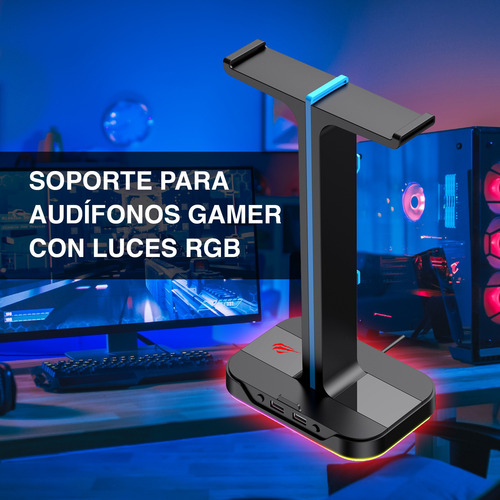 Imagen 2 de 6 de Soporte De Audífonos Gamer Rgb Th650