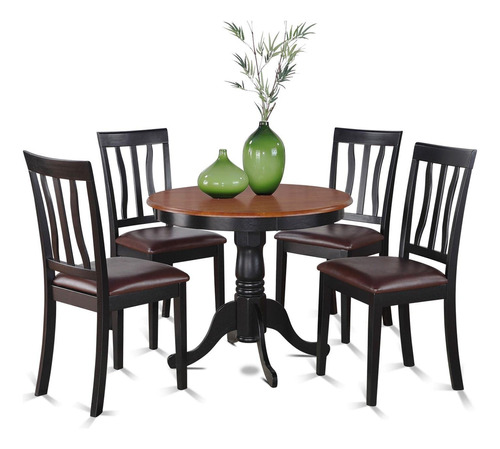 East West Furniture Anti5-blk-lc - Juego De Comedor Antiguo.