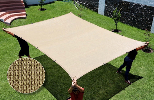Malla Sombra 5.5x4 Mts Beige 90% Lista Para Colocar