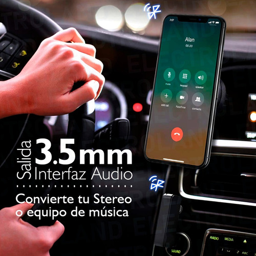 Receptor Bluetooth Usb Auto Microfono Manos Libres Parlantes