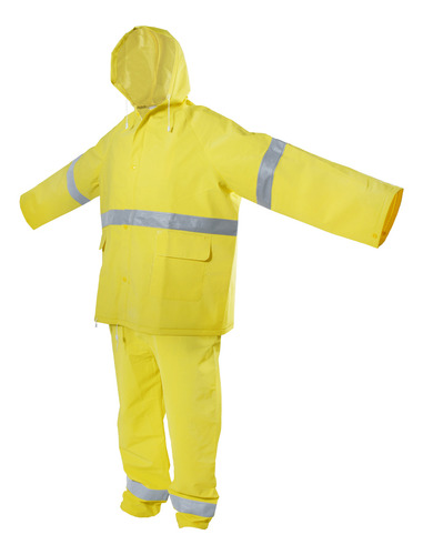 Traje Impermeable Con Cintas Reflejantes M, 2 Piezas