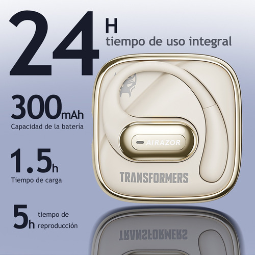 (transformers) Auriculares Bluetooth Tf-t59 Gancho Oreja Beige/cuchillas