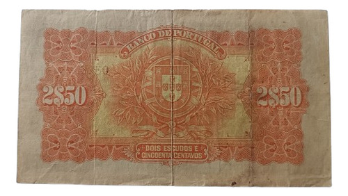 Cédula 2,5 Escudos Portugal 1922 Rara Chapa 2 (Usado)