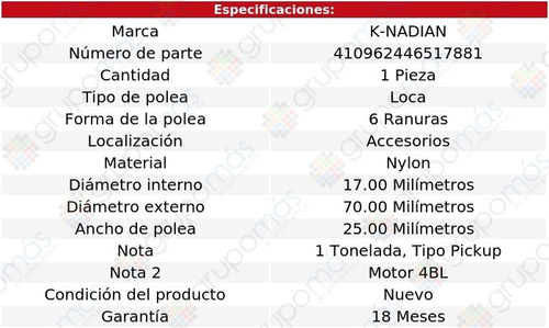 Polea Accesorios Nylon 6 Ranuras C30 V8 5.7l 76 K-nadian