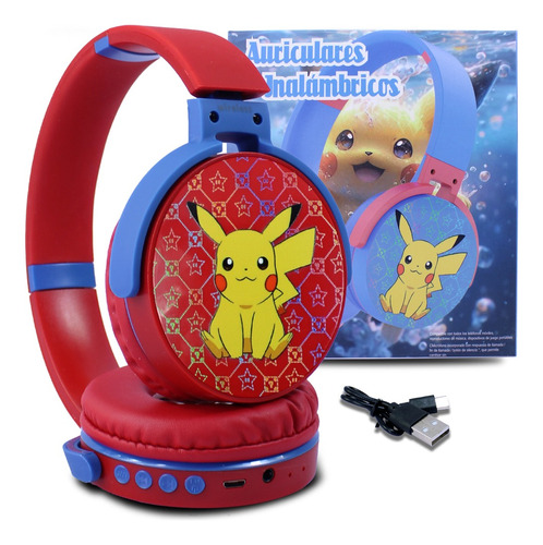 Audifonos De Diadema Bluetooth Diseño De Pikachu 