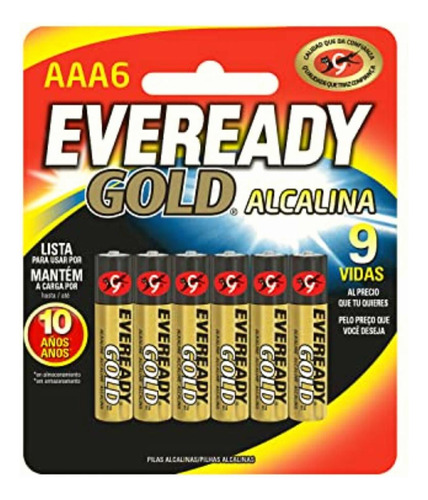 Energizer, Pila Eveready Gold Aaa, 6 Pilas, Dorado/negro