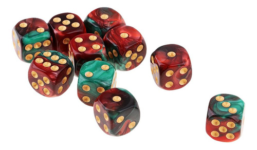 10 Dados Rojo+verde 16 Mm Rojo+verde 10 Piezas 16 Mm Rojo+ve