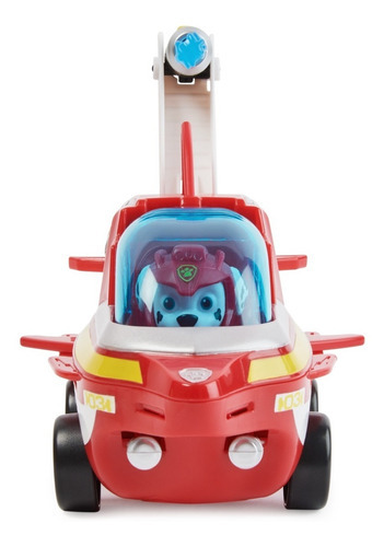 Imagen 4 de 10 de Paw Patrol, Vehículo Transformable De Marshall Con Figura Color Rojo