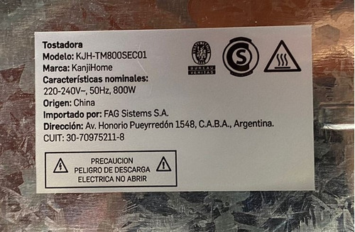 Tostadoras Electricas 2 Panes Kanji 6 Niveles 800w Blanca