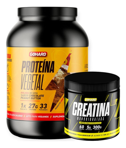 Pack Proteína Vegetal Chocolate.peanut.b + Creatina - Gohard