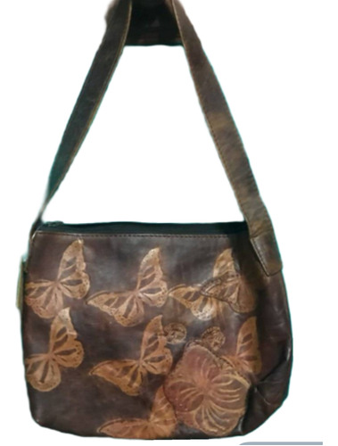 Cartera De Cuero Vacuno Con Mariposas