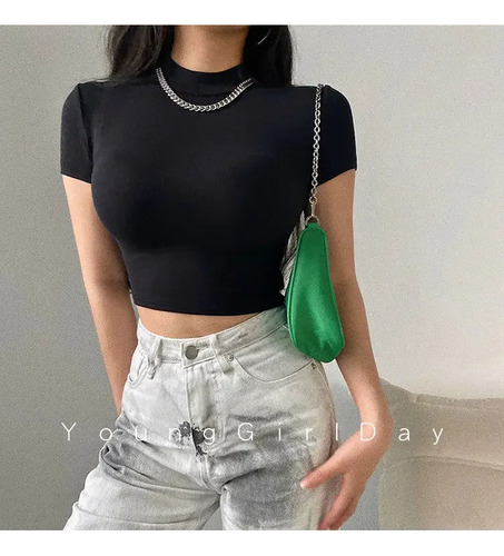 Top Corto De Manga Corta Para Mujer Summer Basic