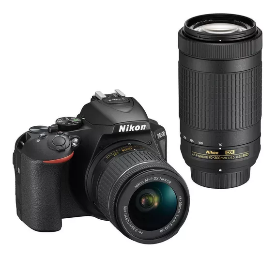 Nikon Kit D5600 + lente AF-P DX 18-55mm VR + lente AF-P DX 70-300mm DSLR color negro