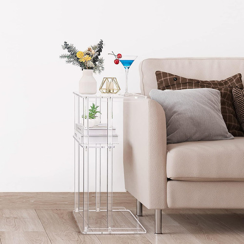 Buro Minimalista Mesa Auxiliar Moderno Recamara Acrilico Color Transparente
