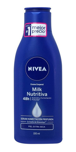 Crema Corporal Nivea Milk Nutritiva Humectación 100ml Neutra