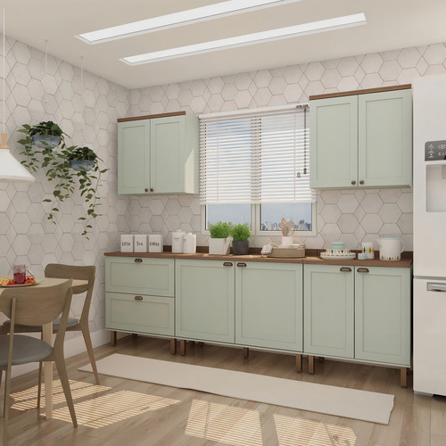 Cozinha completa 5 peças 3 balcões 2 armários Genialflex Iluminata