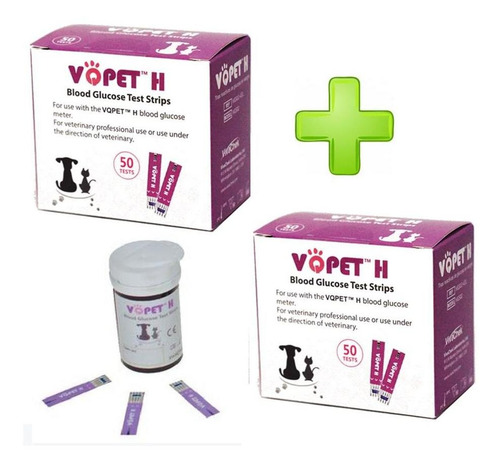 100x Tiras Reactivas Vqpet Medidor De Glucosa Veterinario
