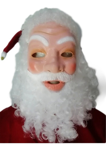 Máscara Santa Claus De Plástico Navidad Adulto Color Rojo, Verde
