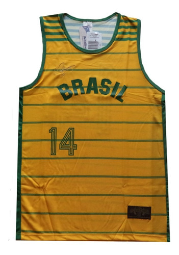 Camiseta Basquete Brasil Oscar Schmidt 14 Pan Braziline