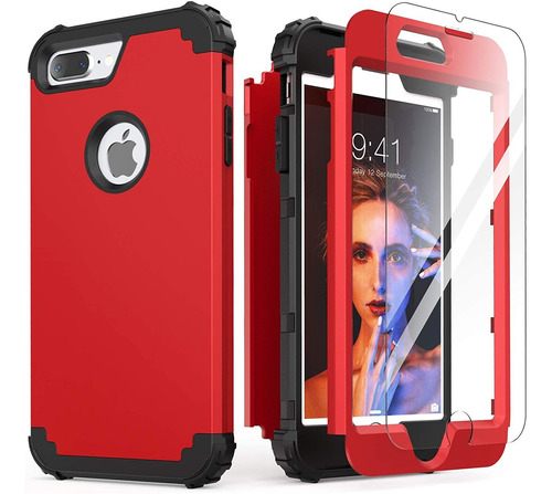 Funda Para iPhone 7 Plus, Rojo/delgada/resistente/rigida
