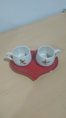 Tazas De Navidad Tu Y Tu Con Bandeja 3 Piezas En Oferta