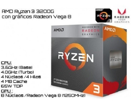 Imagen 3 de 3 de Procesador Amd Ryzen3 3200g/socket Am4/4.0 Ghz Tienda Fisica