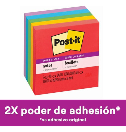 Notas Adhesivas Post-it Original 5 Bloques 90hojas 450 Total
