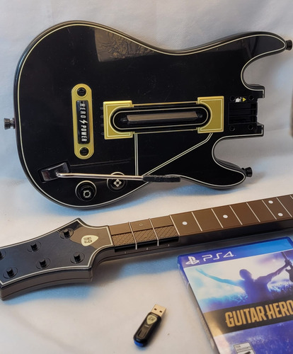Guitarra Ps4 Kit Receptor + Jogo + Guitarra Completo Ref2 (Usado)