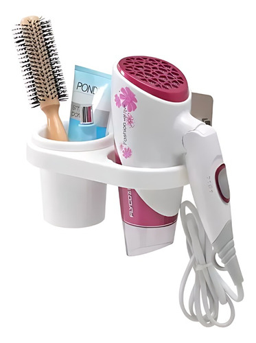 Soporte Porta Secador Cabello Base Utensilios Baño