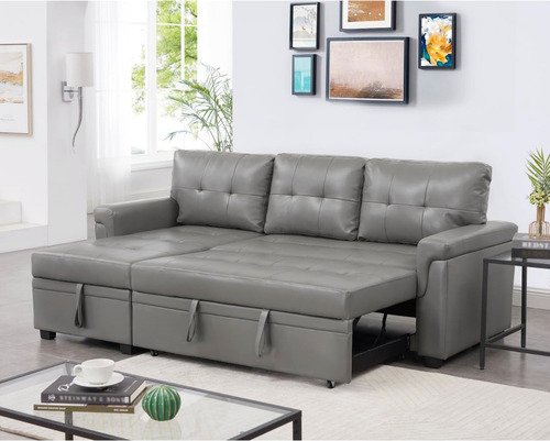 Sofá Modular C/diván De Almacenamiento; Gris; Naomi Home