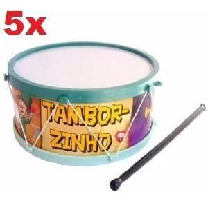 Kit 5 Tambor Tamborzinho Infantil Instrumento De Plástico