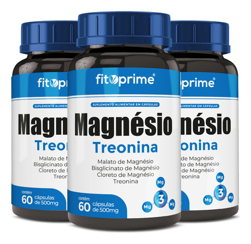 Kit 3x Magnésio Treonina Blend De Magnésio Com Treonina Sabor Sem Sabor