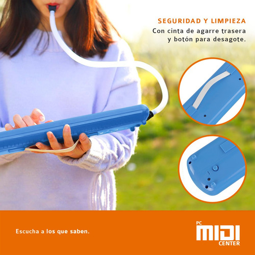 Imagen 7 de 10 de Flauta Melódica Midiplus 32 Teclas Con Funda Y Boquilla Azul