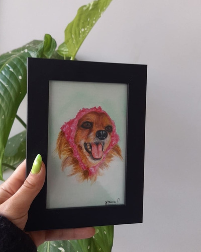Imagem 1 de 2 de Quadro A6 Pintado Em Aquarela Do Seu Pet! (encomendas)