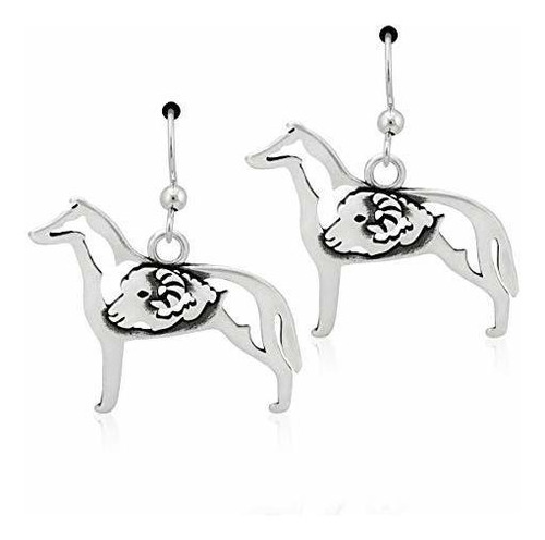 Aretes Anzuelo - Sterling Silver Collie Earrings, Smooth Coa
