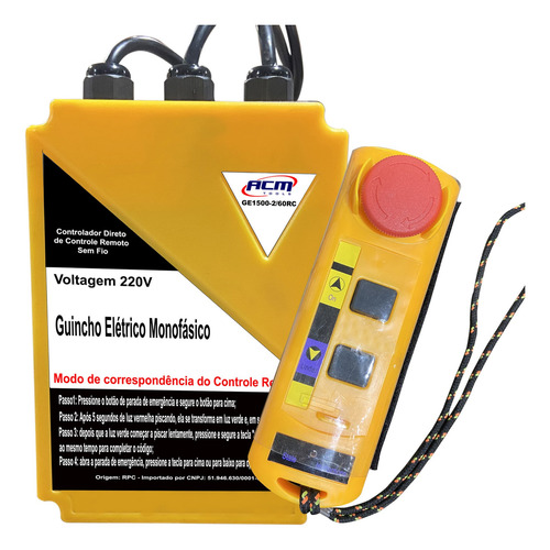 Guincho Elétrico 750/1500kg 60mts Fixo Com Controle 220v Ge1