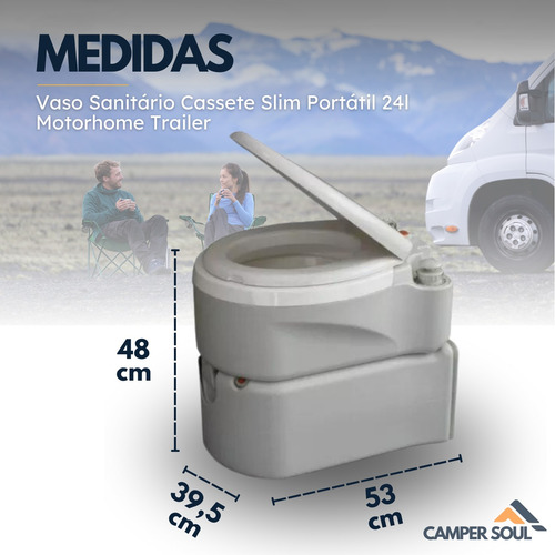 Vaso Sanitário Cassete Slim Portátil 24l Motorhome Trailer