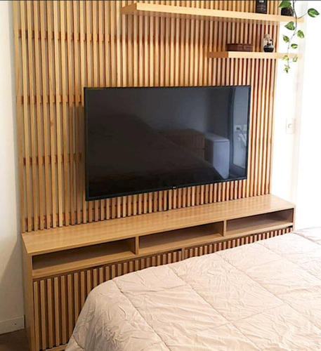 Panel Rack Tv De Madera Maciza Varillada