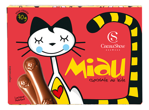 Kit 2 Caixa Miau Chocolate Ao Leite 70g Cacau Show
