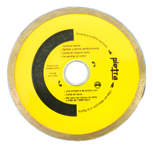 Disco Diamantado Continuo Ceramica 110 Mm Pietra Id413c Color Amarillo