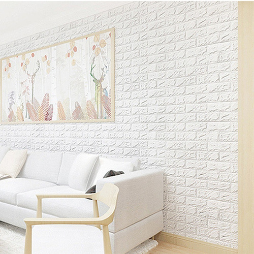 Imagen 6 de 9 de Placas Autoadhesivas 3d Para Pared Blanco Ladrillo 70x77cm.