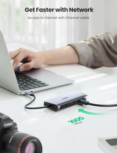 Ugreen 10 em 1 Ugreen Hdmi Vga Rj45 Jack Usb 3.0 SD/TF Pd Hub