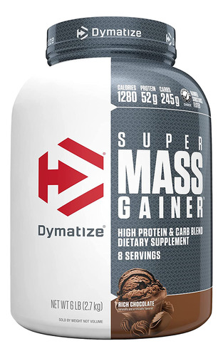 Super Mass Gainer Dymatize Ganador De Masa 6 Lb Rich Chocolate