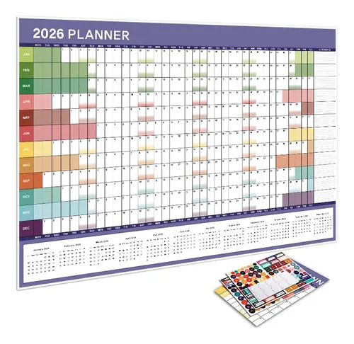 Calendario De Pared 2026 Planificador Anual 7# Verde | Cuotas sin interés